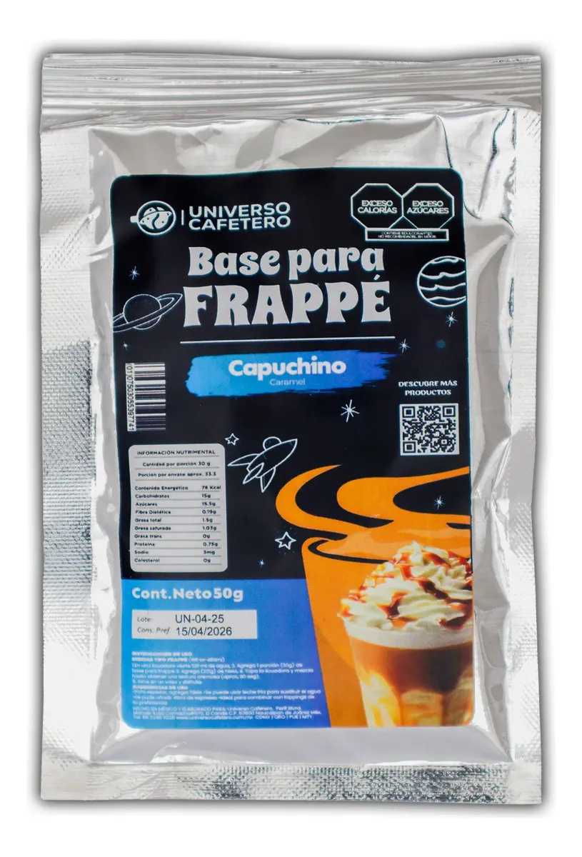 SOBRE BASE EN POLVO 16OZ/50GR CAPUCHINO CARAMEL