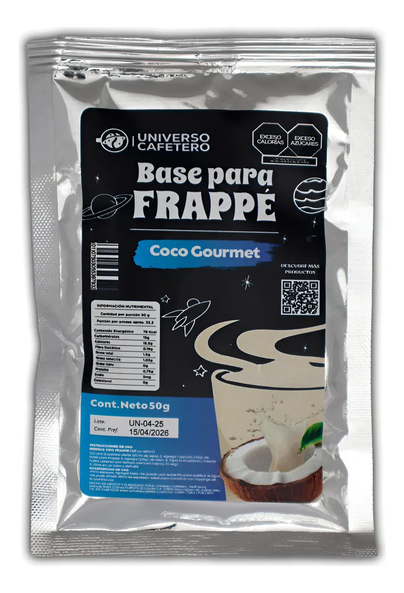SOBRE BASE EN POLVO 16OZ/50GR COCO GOURMET