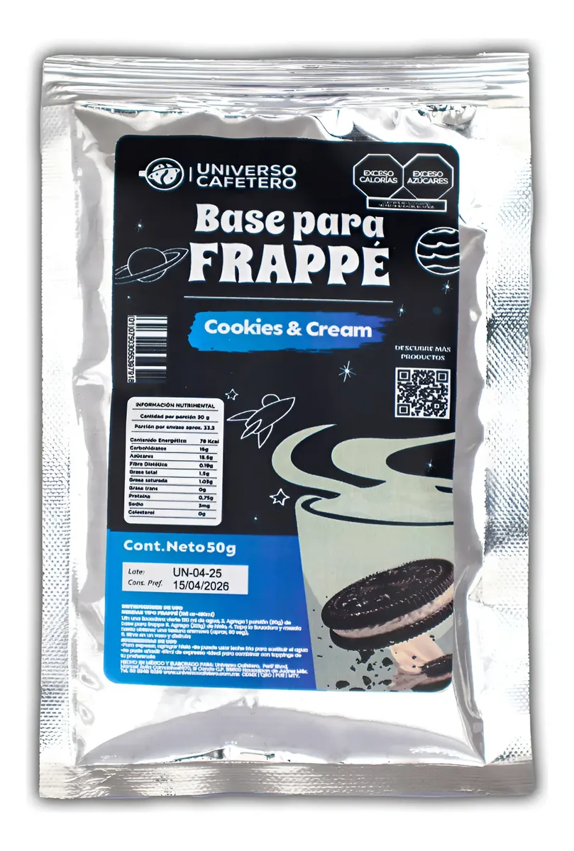 SOBRE BASE EN POLVO 16OZ/50GR  COOKIES AND CREAM