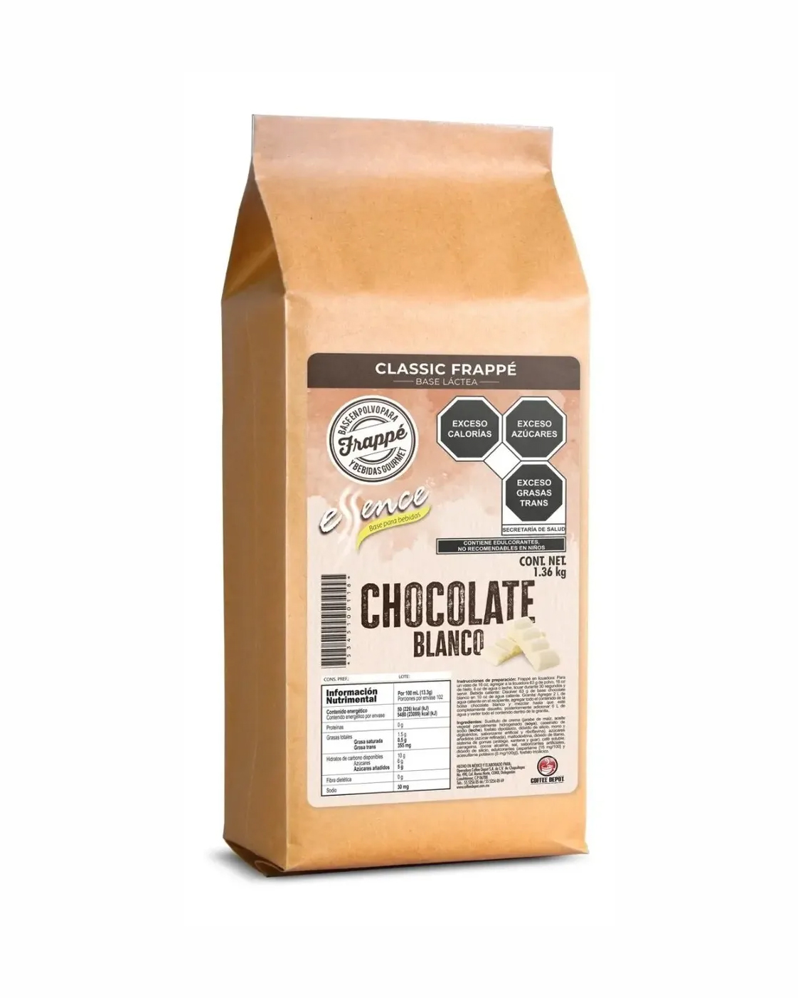 BASE PARA FRAPPE ESSENCE SABOR CHOCOLATE BLANCO 1.36 KG