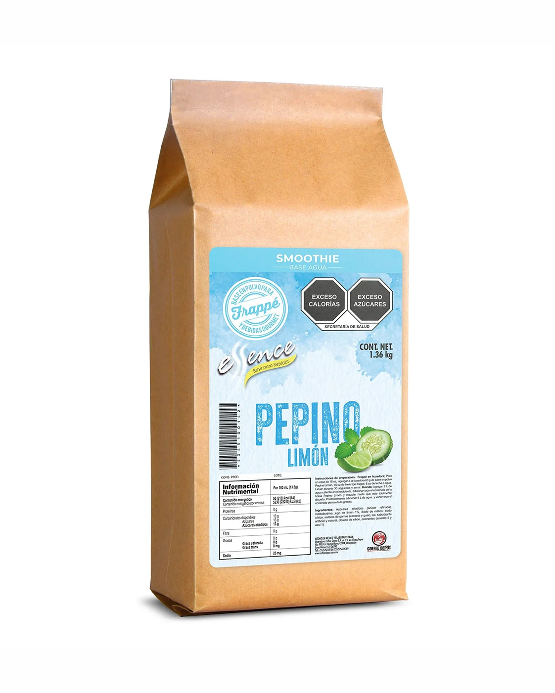 BASE PARA FRAPPE ESSENCE SABOR SMOOTHIE PEPINO LIMÓN 1.36 KG