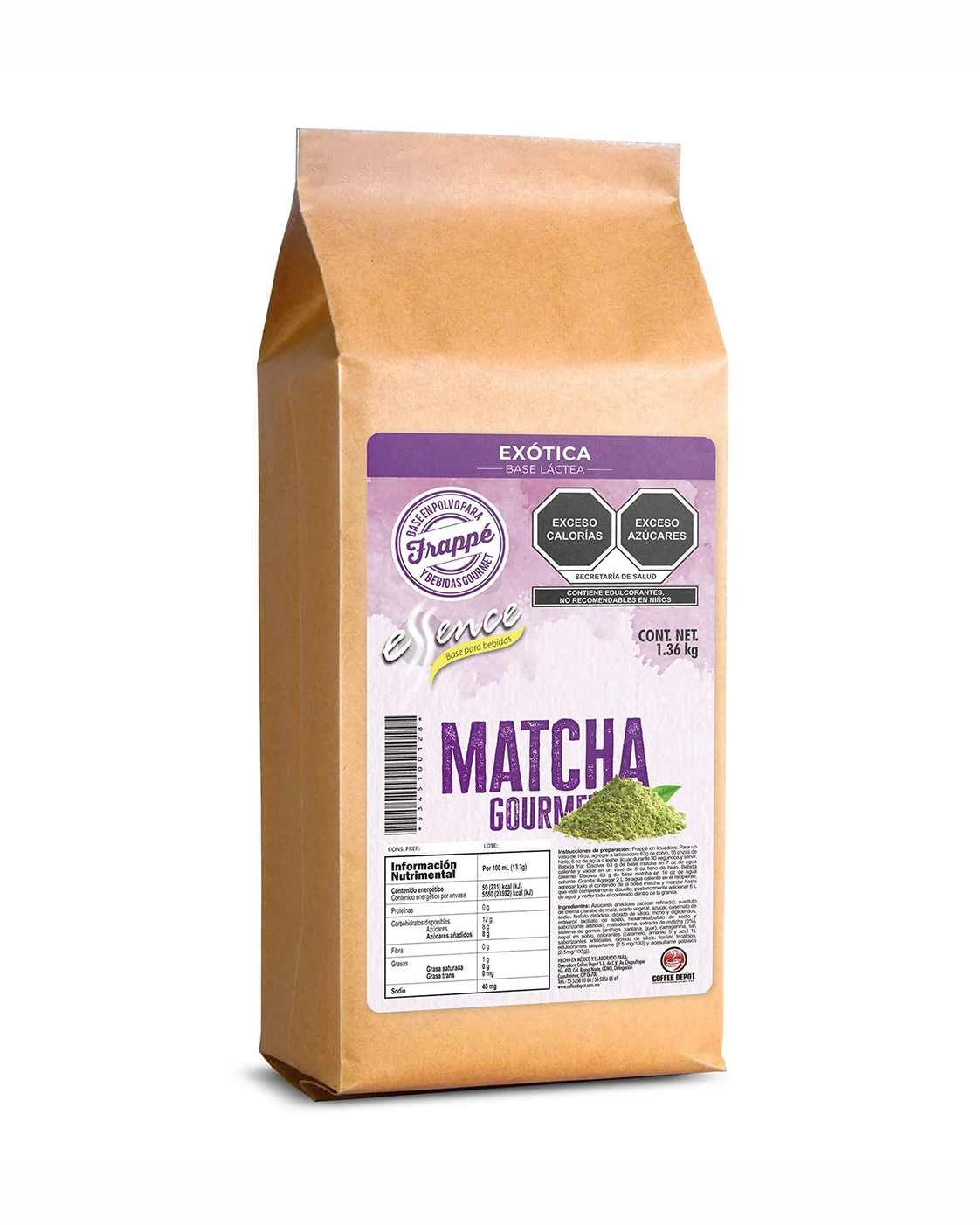 BASE PARA FRAPPE ESSENCE SABOR MATCHA 1.36 KG