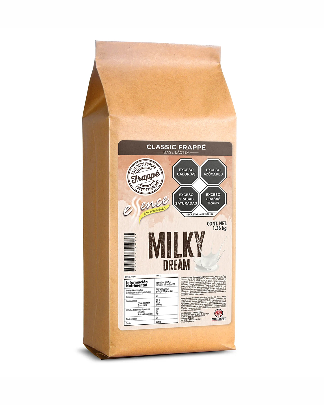BASE PARA FRAPPE SABOR NEUTRA MILKY DREAM 1.36 kg (LECHE ENTERA)
