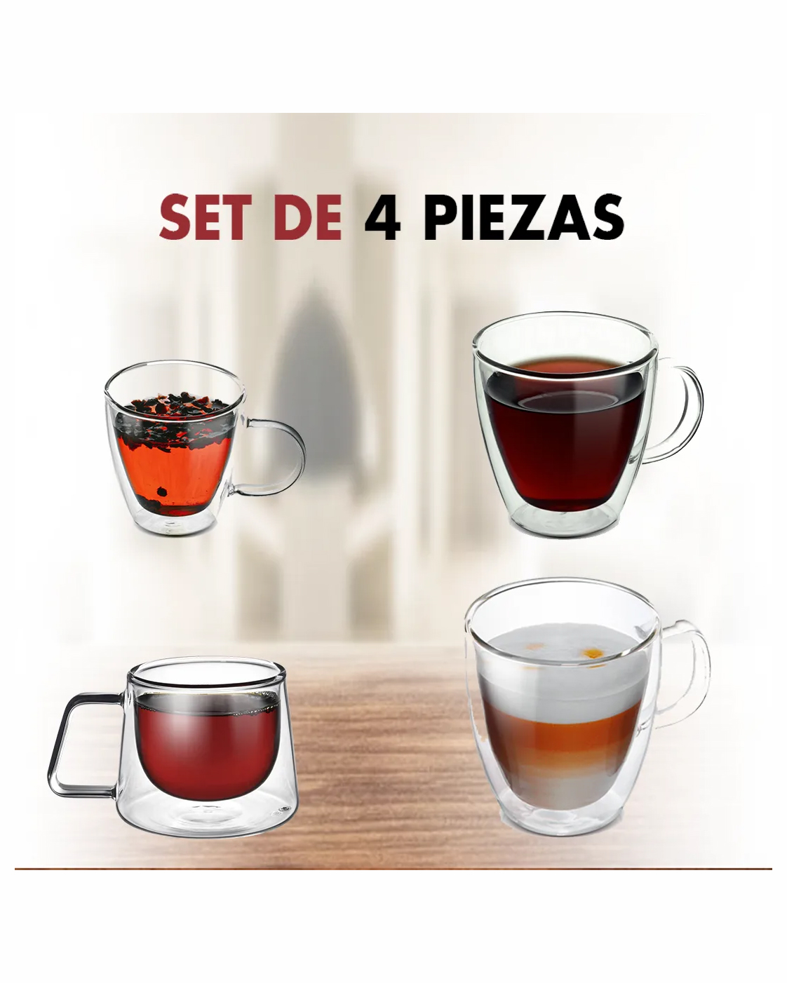 SET DE 4 TAZAS DE 200 mL