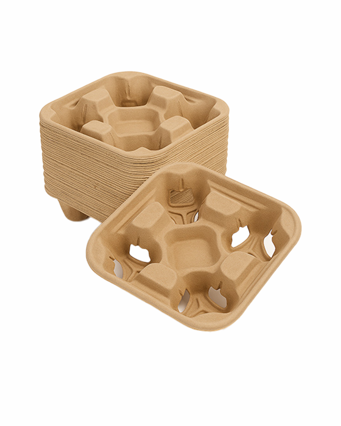 PAQUETE 25 PZS CHAROLA PORTA VASO 4 ESPACIOS