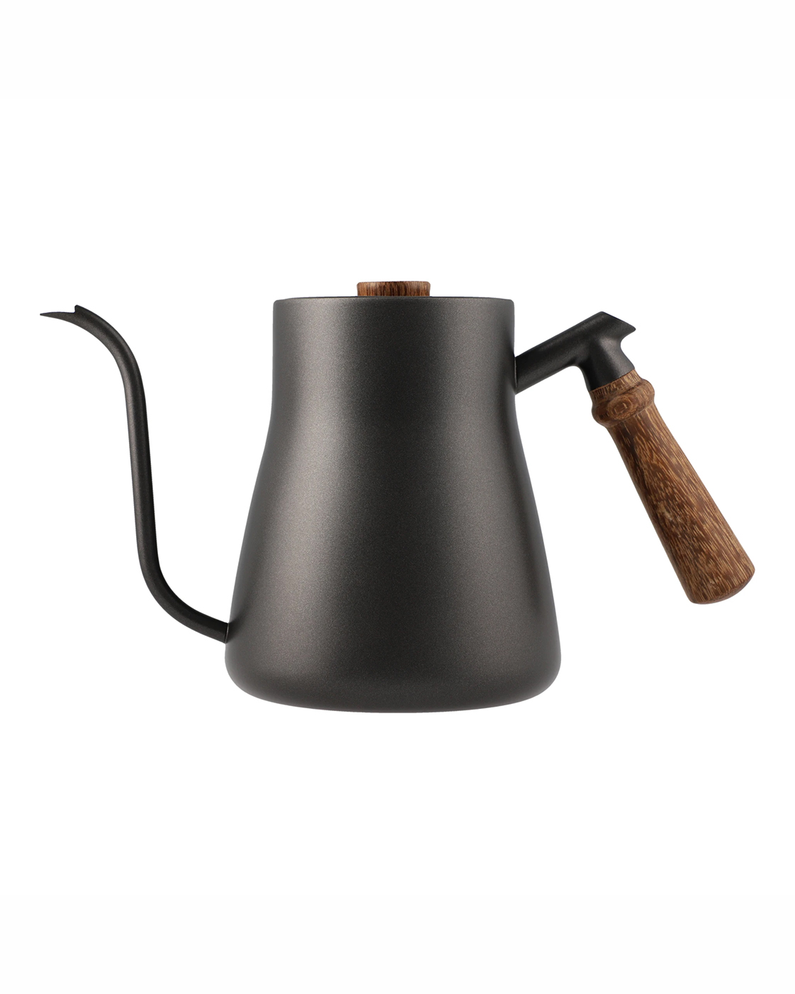 JARRA CUELLO DE GANSO 600 mL NEGRA MANGO DE MADERA GRADUADA